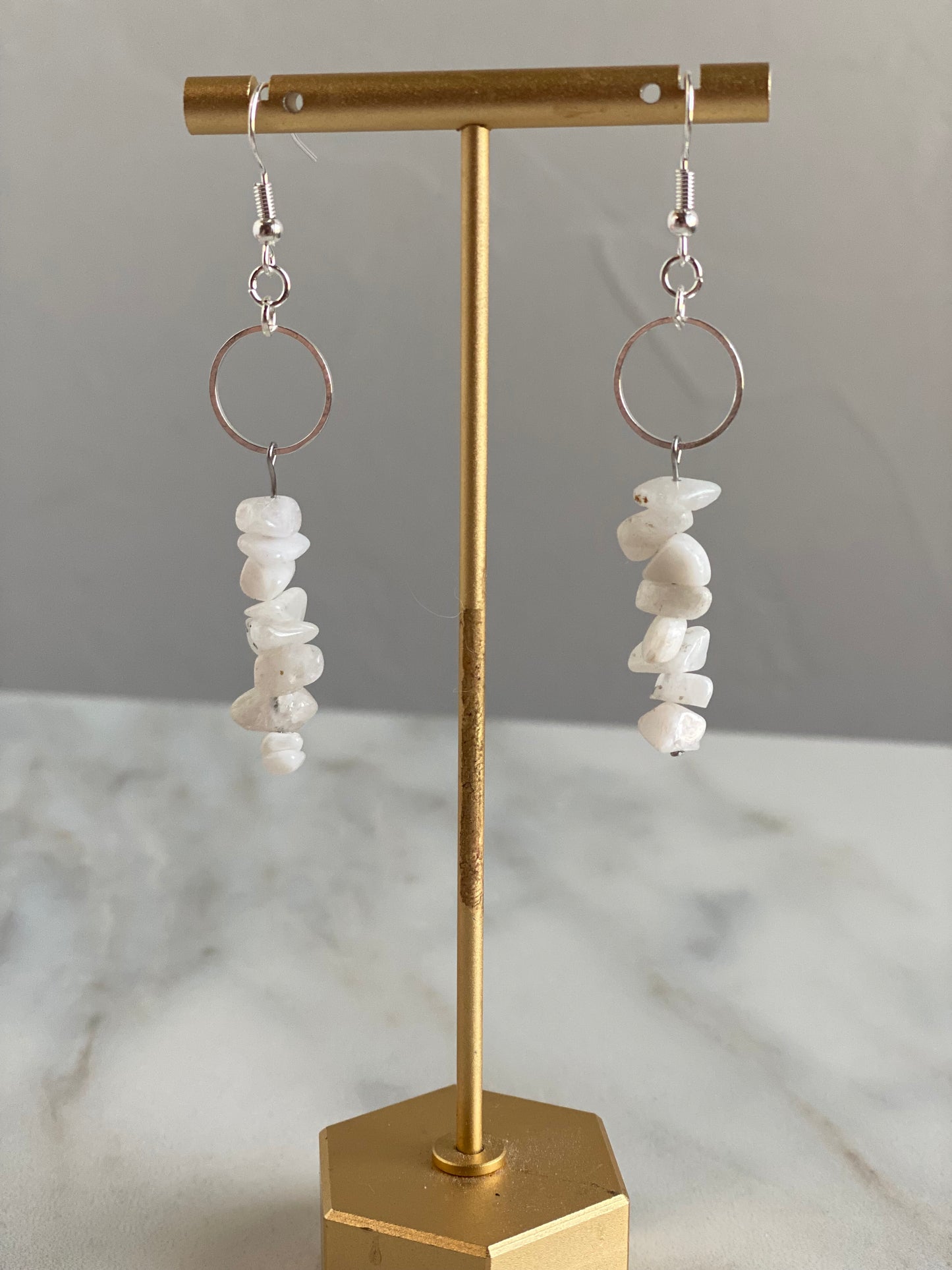 Natural moonstone dangles silver