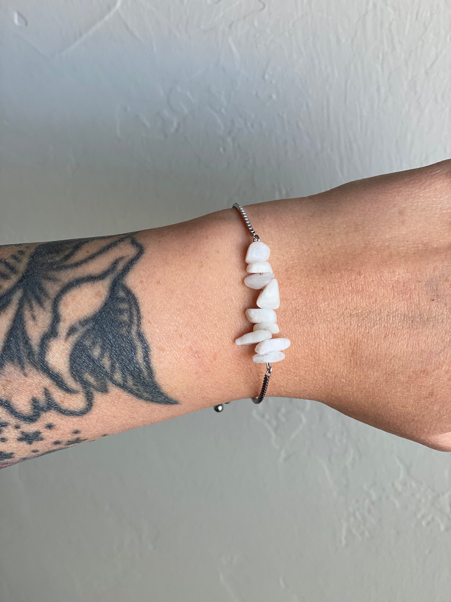 Natural moonstone bracelet silver