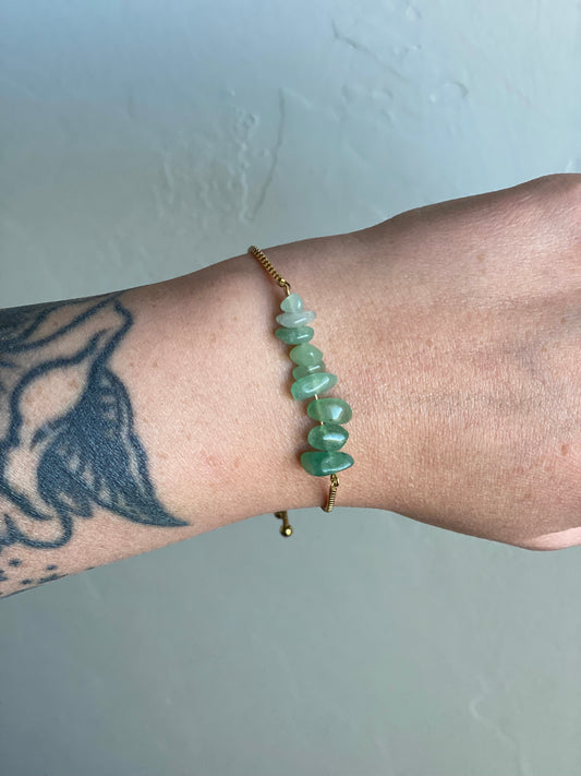 Natural aventurine ombre bracelet gold