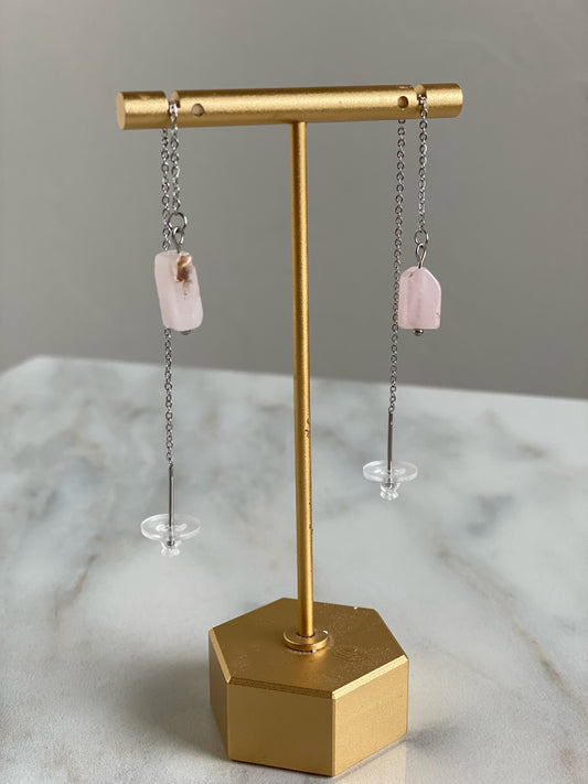 Pink quartz stone threaders